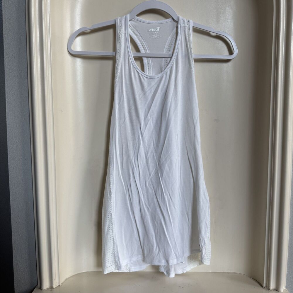 Avia White Racerback Athletic Tank Top with Mesh Breathable Sides Size Small